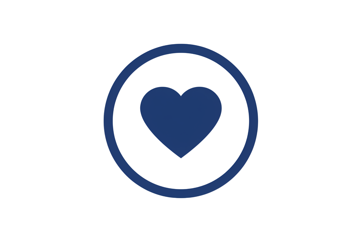 #1259BA heart icon in circle 