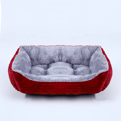 Calming Square Plush Pet Bed - Soft & Warm (Washable)