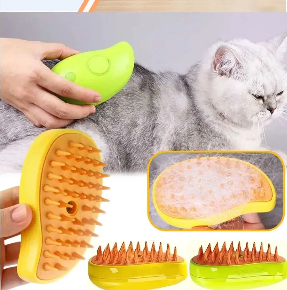 3-in-1 Steam Grooming Brush for Cats & Dogs - Reduces Shedding