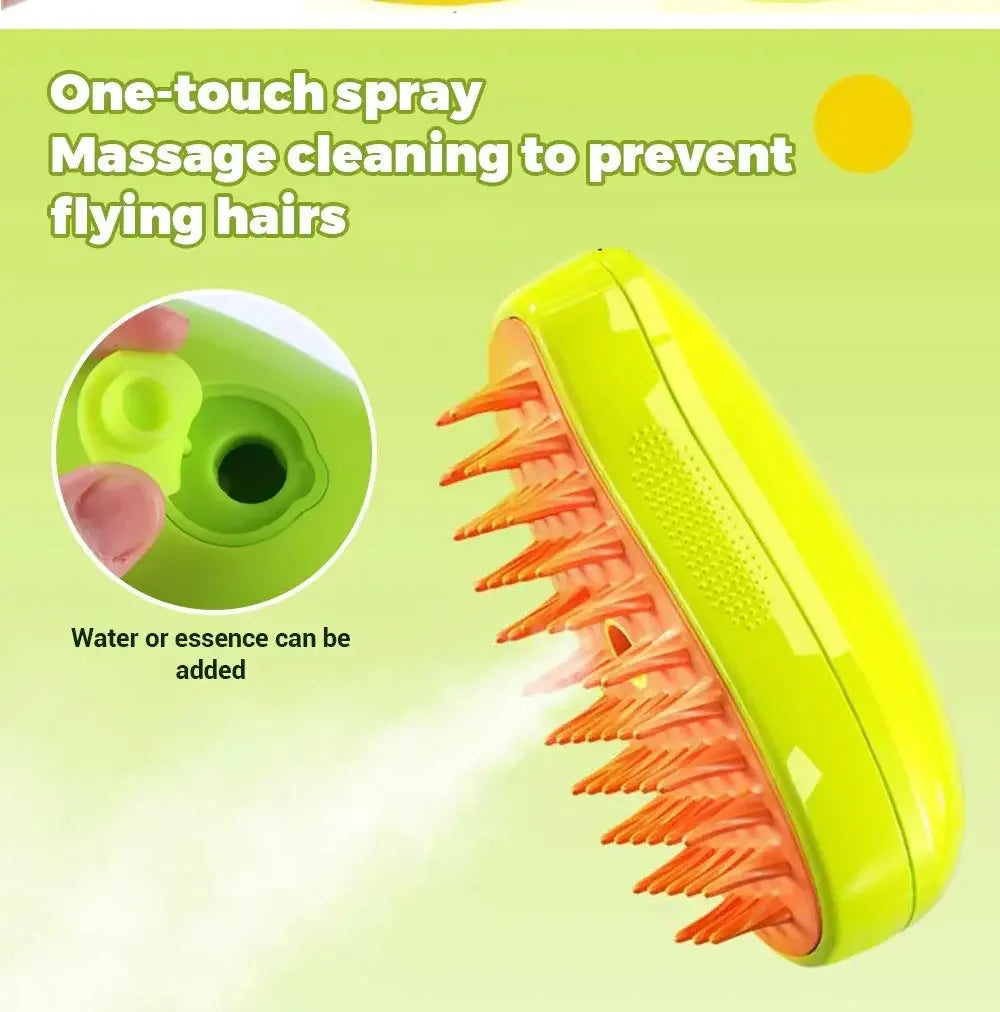 3-in-1 Steam Grooming Brush for Cats & Dogs - Reduces Shedding