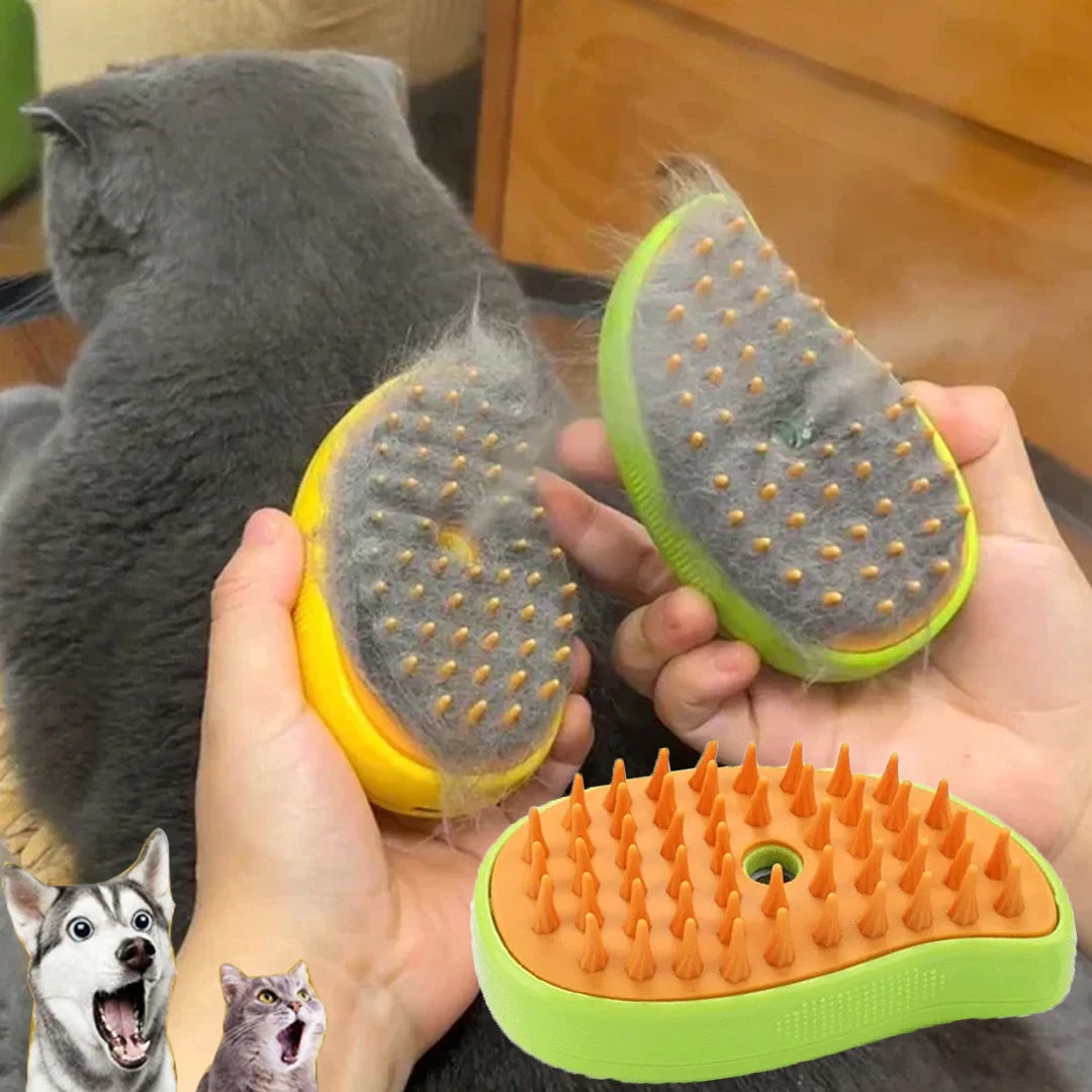 3-in-1 Steam Grooming Brush for Cats & Dogs - Reduces Shedding
