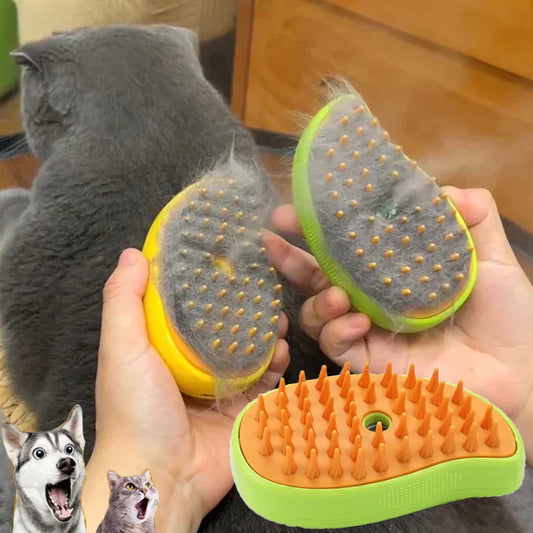 3-in-1 Steam Grooming Brush for Cats & Dogs - Reduces Shedding