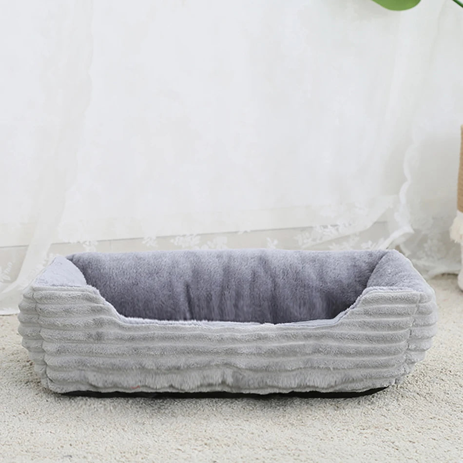 Calming Square Plush Pet Bed - Soft & Warm (Washable)