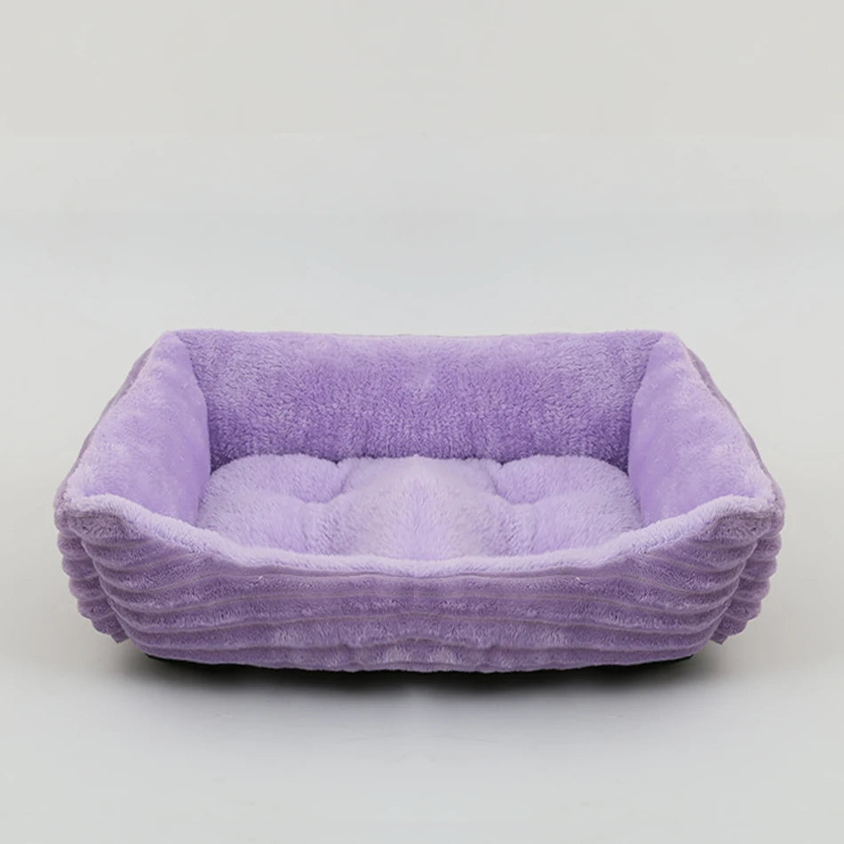 Calming Square Plush Pet Bed - Soft & Warm (Washable)